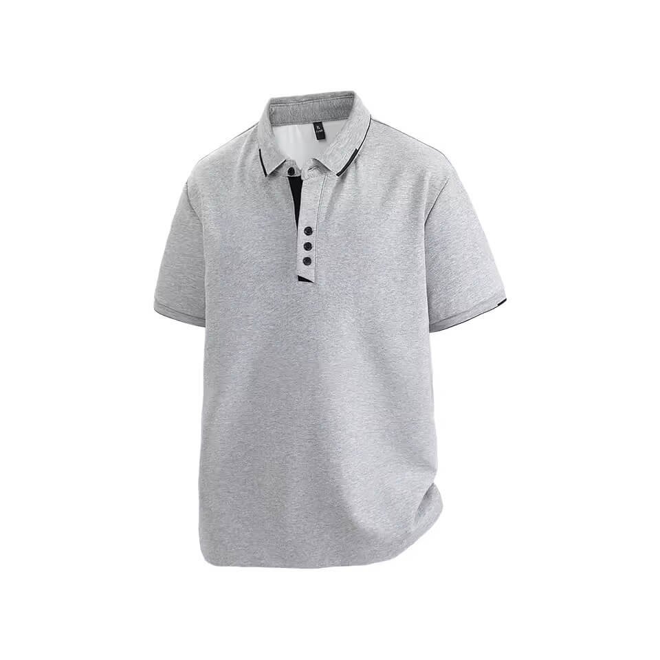 Plus Size 7XL 8XL Summer Elegant T Shirt Men Short Sleeve Turn Down Collar 95% Cotton Soft Solid Color Tops Tee Men T-shirt