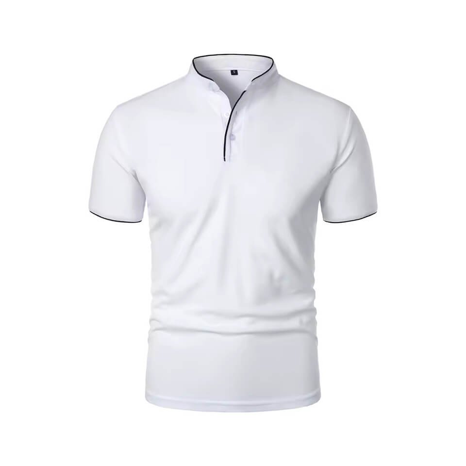 Men Businses T-shirts Casual Male Stand Collar Short Sleeve Patchwork T-shirt Tops